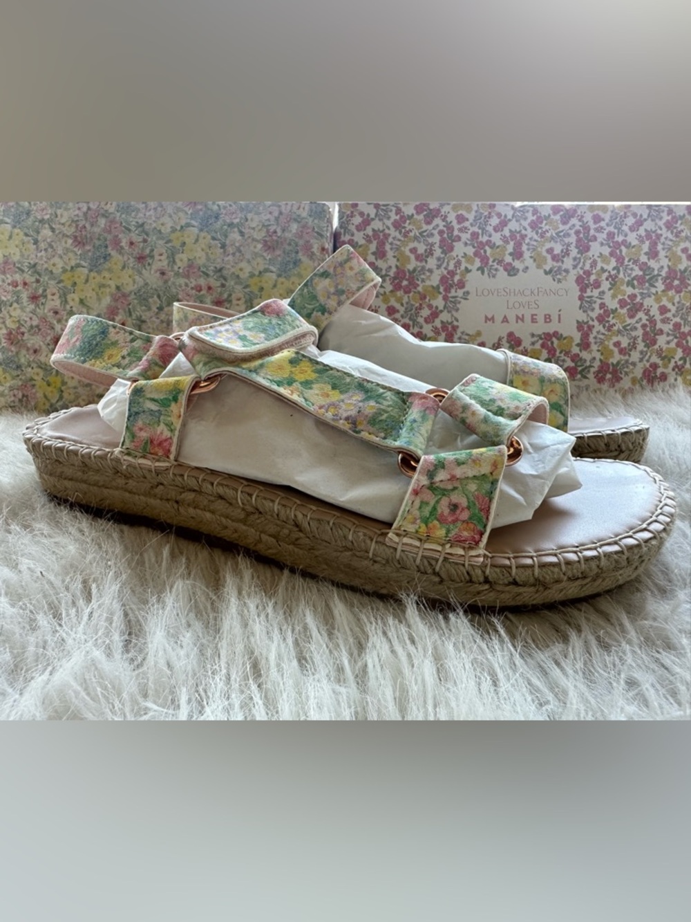 Love Shack Fancy Manebi rainbow skies  flowers hiking Espadrille 10 Sandals 41 - Picture 4 of 14